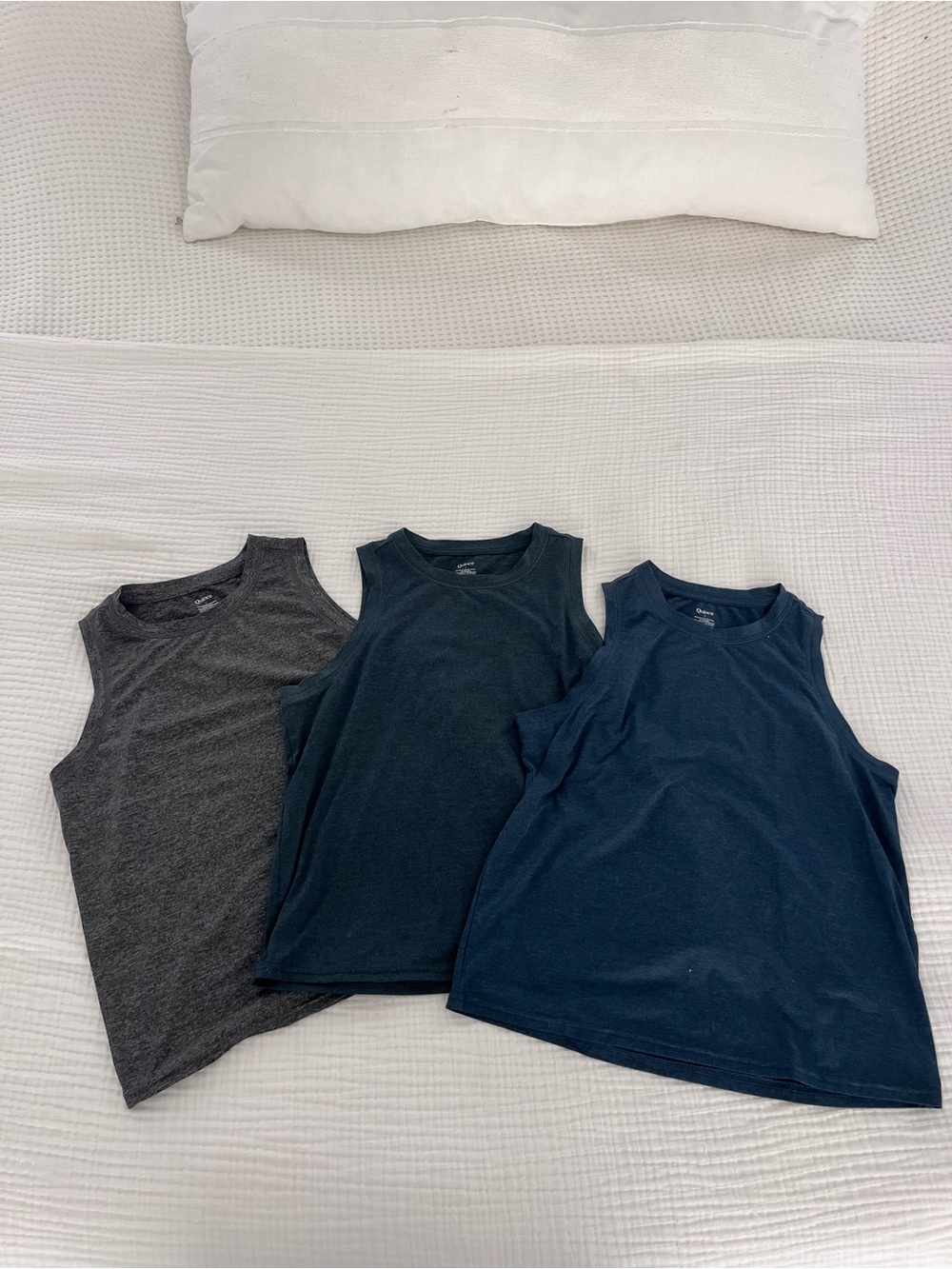 Quince Tank Tops — Charcoal, Navy & Dark Blue Set
